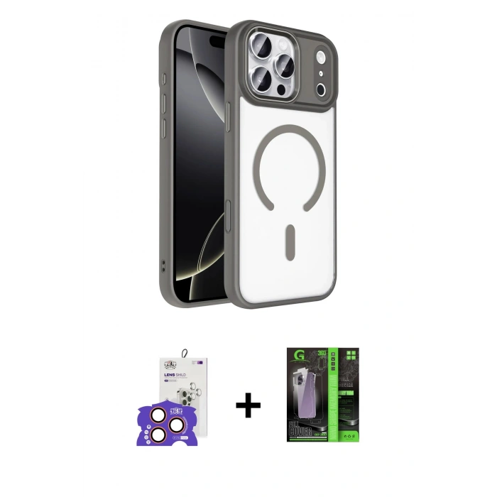 MARSİLYAN™- iPhone 17 Pro Max Kılıf Kıvılcım Prime - Şeffaf 360 Full Body Arka Koruyucu + Bilvis Titan Kamera Lens - TU