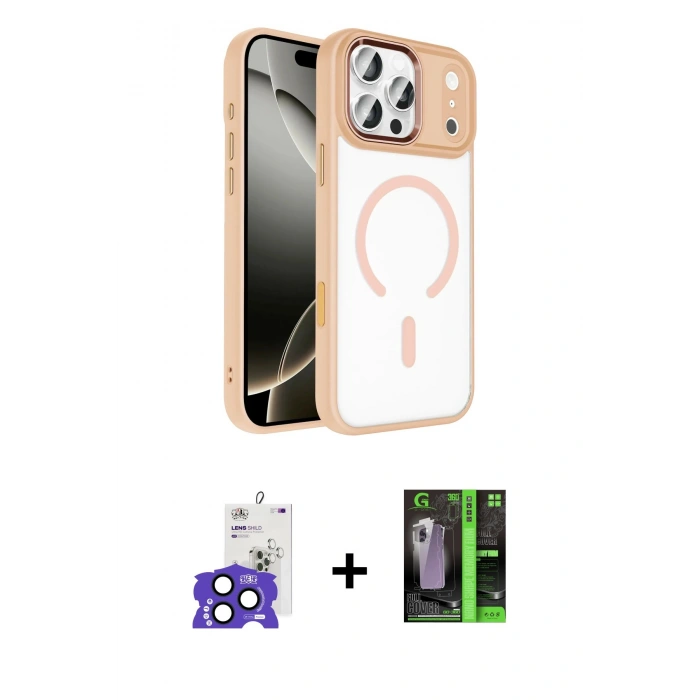 MARSİLYAN™- iPhone 17 Pro Max Kılıf Kıvılcım Prime - Şeffaf 360 Full Body Arka Koruyucu + Bilvis Titan Kamera Lens - LT