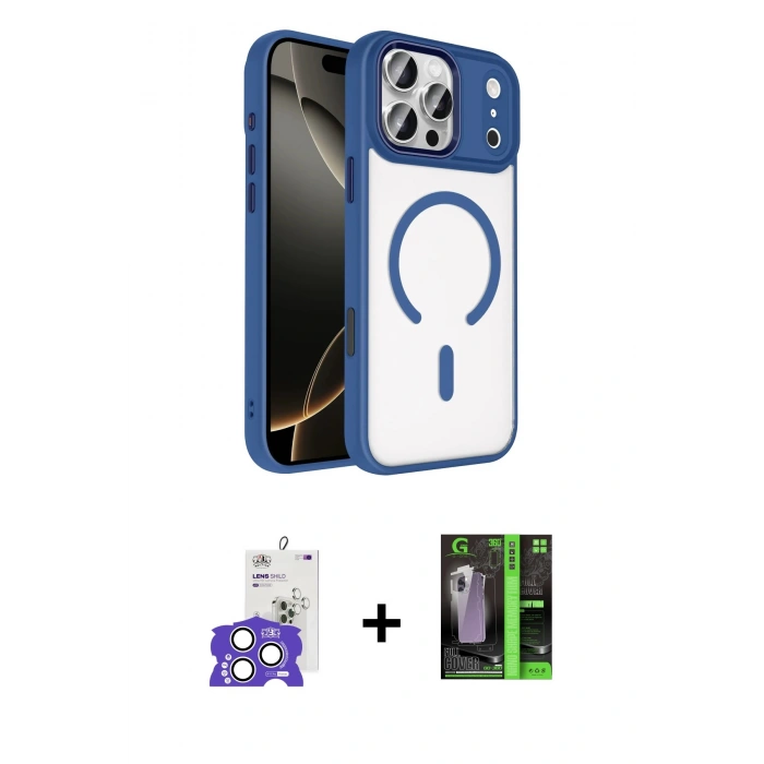 MARSİLYAN™- iPhone 17 Pro Max Kılıf Kıvılcım Prime - Şeffaf 360 Full Body Arka Koruyucu + Bilvis Titan Kamera Lens - GS