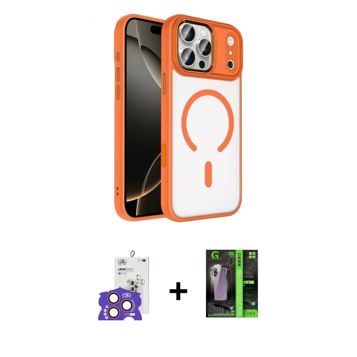 MARSİLYAN™- iPhone 17 Pro Max Kılıf Kıvılcım Prime - Şeffaf 360 Full Body Arka Koruyucu + Bilvis Titan Kamera Lens - TU