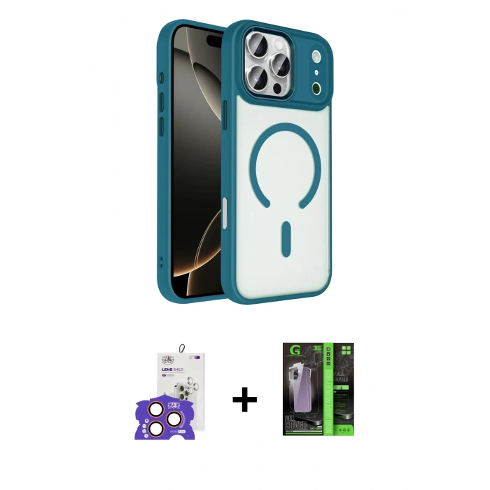 MARSİLYAN™- iPhone 17 Pro Max Kılıf Kıvılcım Prime - Şeffaf 360 Full Body Arka Koruyucu + Bilvis Titan Kamera Lens - TU
