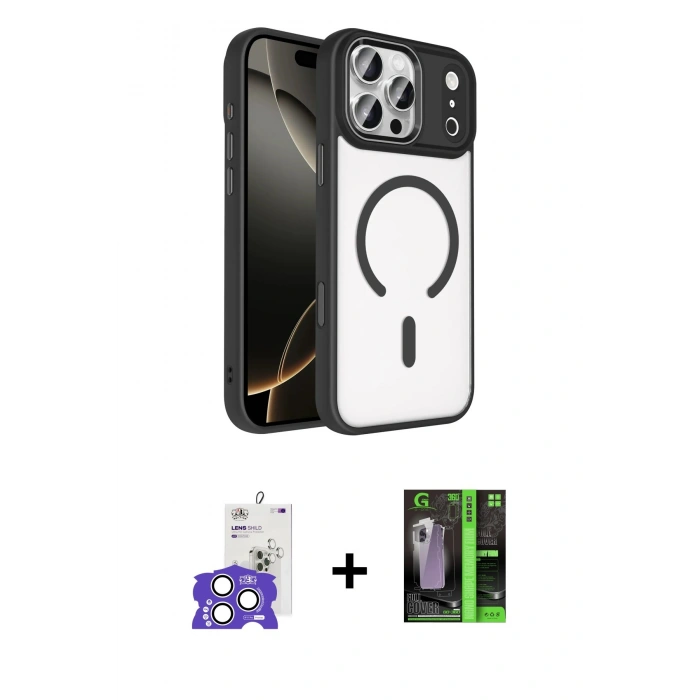 MARSİLYAN™- iPhone 17 Pro Max Kılıf Kıvılcım Prime - Şeffaf 360 Full Body Arka Koruyucu + Bilvis Titan Kamera Lens - GS
