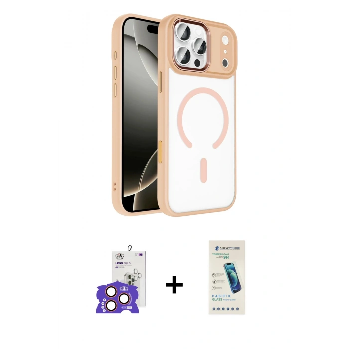 MARSİLYAN™- iPhone 17 Pro Max Kılıf Kıvılcım Prime - Şeffaf Pasifik Cam Ekran Koruyucu + Bilvis Titan Kamera Lens - TU