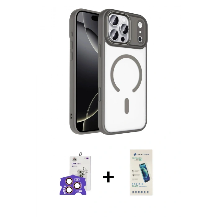 MARSİLYAN™- iPhone 17 Pro Max Kılıf Kıvılcım Prime - Şeffaf Pasifik Cam Ekran Koruyucu + Bilvis Titan Kamera Lens - TU