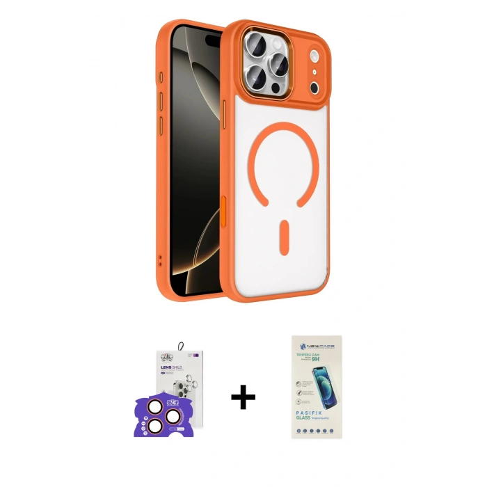 MARSİLYAN™- iPhone 17 Pro Max Kılıf Kıvılcım Prime - Şeffaf Pasifik Cam Ekran Koruyucu + Bilvis Titan Kamera Lens - TU