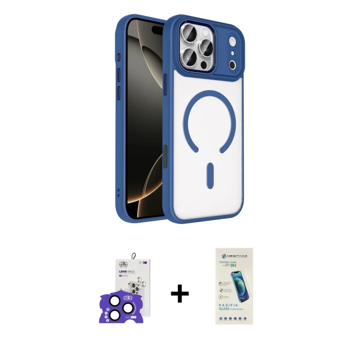 MARSİLYAN™- iPhone 17 Pro Max Kılıf Kıvılcım Prime - Şeffaf Pasifik Cam Ekran Koruyucu + Bilvis Titan Kamera Lens - LT