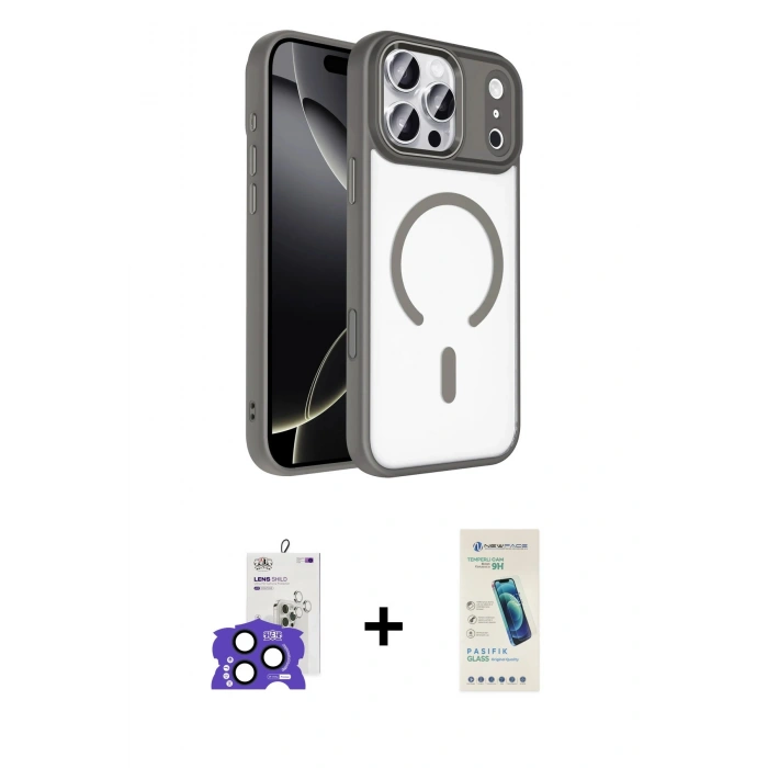 MARSİLYAN™- iPhone 17 Pro Max Kılıf Kıvılcım Prime - Şeffaf Pasifik Cam Ekran Koruyucu + Bilvis Titan Kamera Lens - LT
