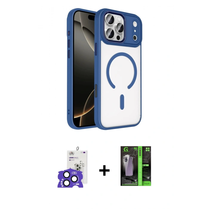 MARSİLYAN™- iPhone 17 Pro Max Kılıf Kıvılcım Prime - Siyah 360 Mat Full Body Arka Koruyucu + Bilvis Titan Kamera Lens - LT