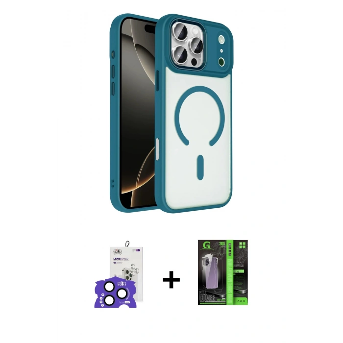 MARSİLYAN™- iPhone 17 Pro Max Kılıf Kıvılcım Prime - Siyah 360 Mat Full Body Arka Koruyucu + Bilvis Titan Kamera Lens - LT