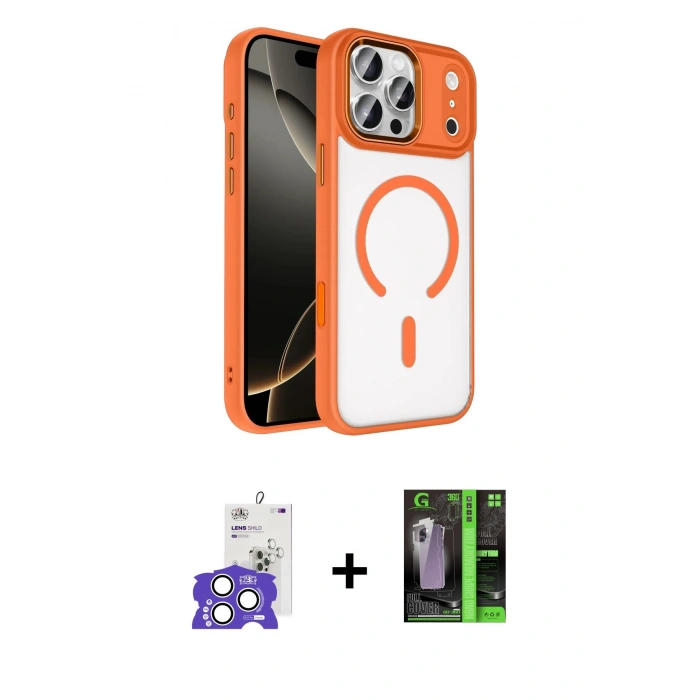 MARSİLYAN™- iPhone 17 Pro Max Kılıf Kıvılcım Prime - Siyah 360 Mat Full Body Arka Koruyucu + Bilvis Titan Kamera Lens - GS
