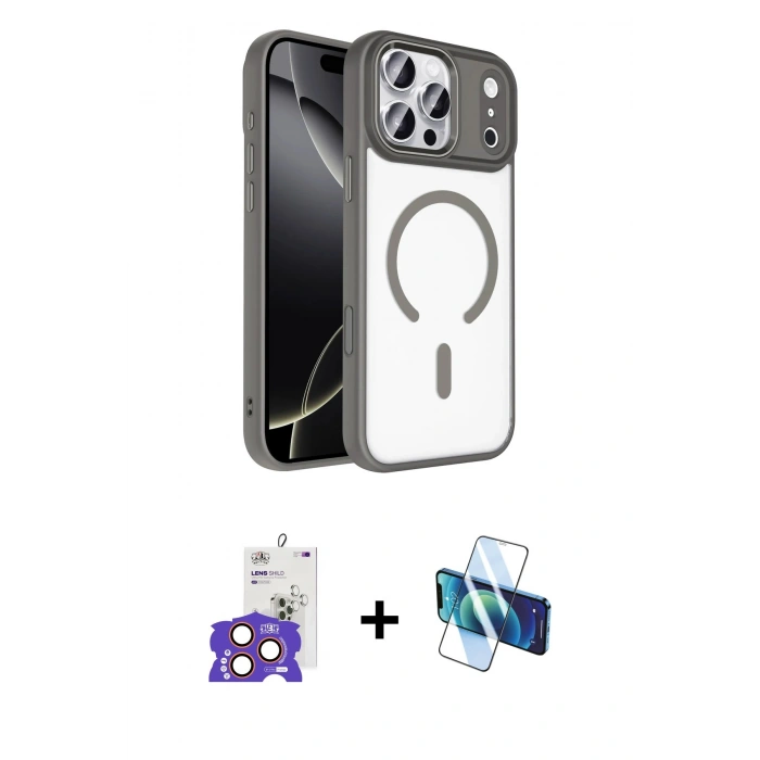 MARSİLYAN™- iPhone 17 Pro Max Kılıf Kıvılcım Prime - Siyah 3D Antistatik Cam Ekran Koruyucu + Bilvis Titan Kamera Lens - TU