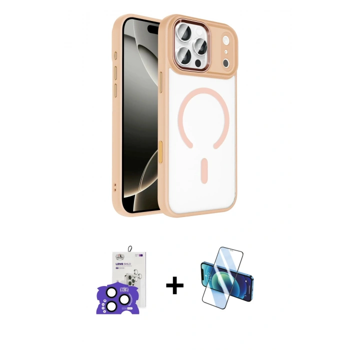 MARSİLYAN™- iPhone 17 Pro Max Kılıf Kıvılcım Prime - Siyah 3D Antistatik Cam Ekran Koruyucu + Bilvis Titan Kamera Lens - LT