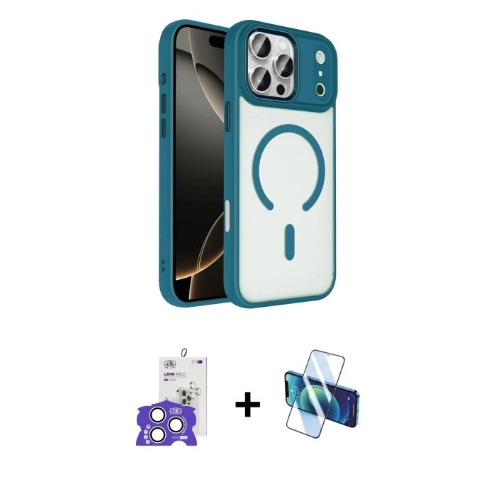 MARSİLYAN™- iPhone 17 Pro Max Kılıf Kıvılcım Prime - Siyah 3D Antistatik Cam Ekran Koruyucu + Bilvis Titan Kamera Lens - GS