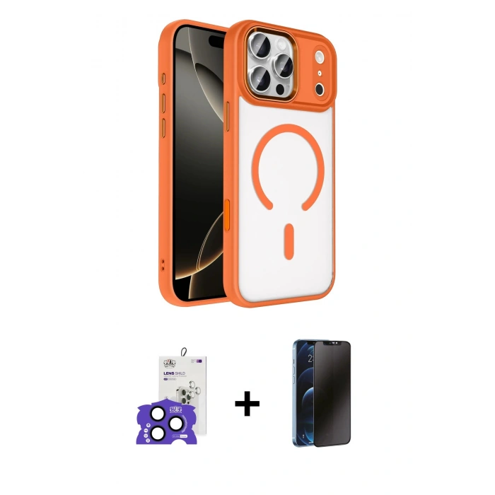 MARSİLYAN™- iPhone 17 Pro Max Kılıf Kıvılcım Prime - Siyah 3D Antistatik Hayalet Cam Ekran Koruyucu + Bilvis Titan Kamera Lens - LT