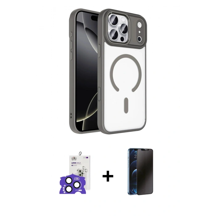 MARSİLYAN™- iPhone 17 Pro Max Kılıf Kıvılcım Prime - Siyah 3D Antistatik Hayalet Cam Ekran Koruyucu + Bilvis Titan Kamera Lens - LT