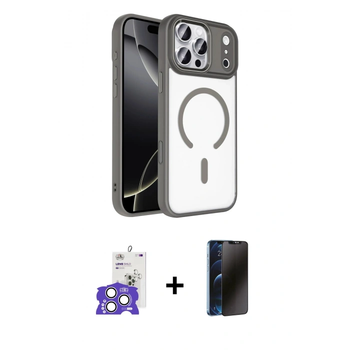 MARSİLYAN™- iPhone 17 Pro Max Kılıf Kıvılcım Prime - Siyah 3D Antistatik Hayalet Cam Ekran Koruyucu + Bilvis Titan Kamera Lens - GS