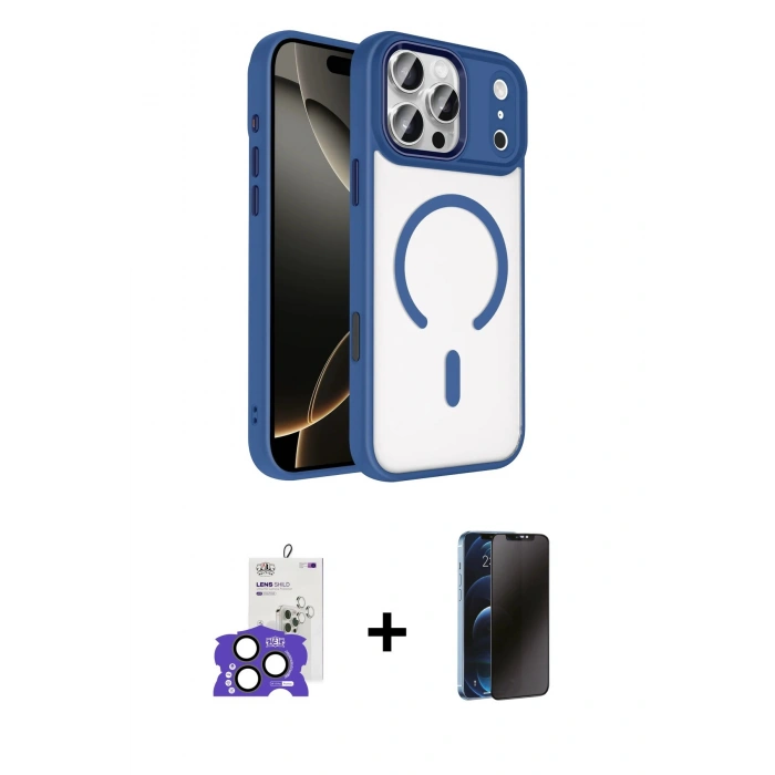 MARSİLYAN™- iPhone 17 Pro Max Kılıf Kıvılcım Prime - Siyah 3D Antistatik Hayalet Cam Ekran Koruyucu + Bilvis Titan Kamera Lens - NLGY