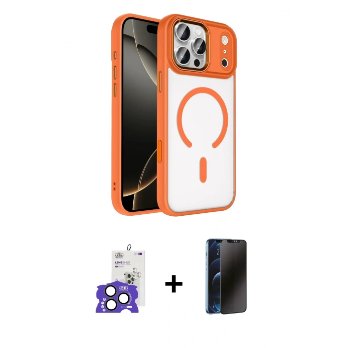 MARSİLYAN™- iPhone 17 Pro Max Kılıf Kıvılcım Prime - Siyah 3D Antistatik Hayalet Cam Ekran Koruyucu + Bilvis Titan Kamera Lens - NLGY