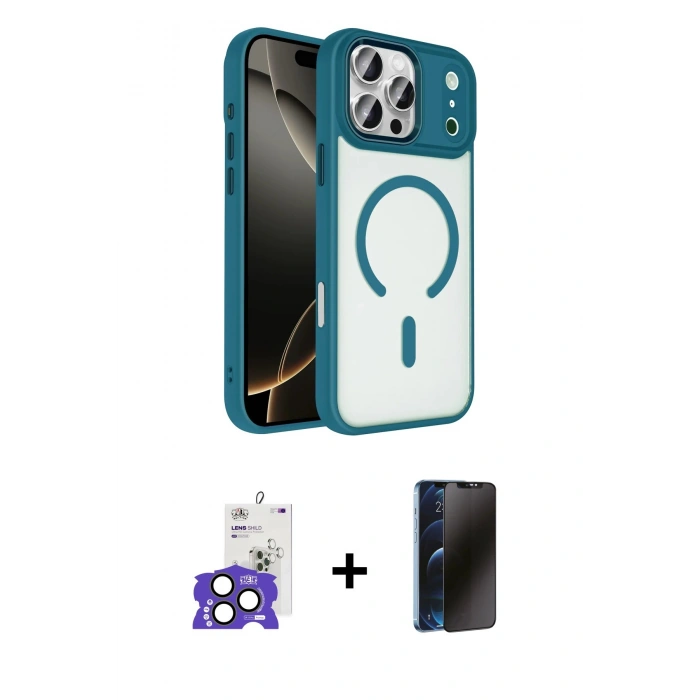 MARSİLYAN™- iPhone 17 Pro Max Kılıf Kıvılcım Prime - Siyah 3D Antistatik Hayalet Cam Ekran Koruyucu + Bilvis Titan Kamera Lens - NLGY