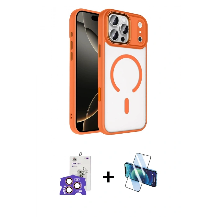 MARSİLYAN™- iPhone 17 Pro Max Kılıf Kıvılcım Prime - Siyah 3D Antistatik Seramik Nano Ekran Koruyucu + Bilvis Titan Kamera Lens - TU