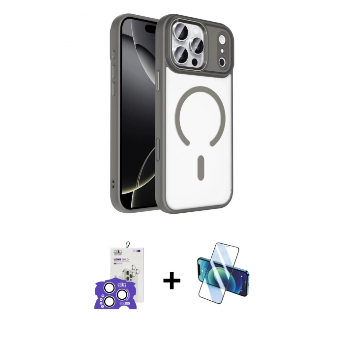 MARSİLYAN™- iPhone 17 Pro Max Kılıf Kıvılcım Prime - Siyah 3D Antistatik Seramik Nano Ekran Koruyucu + Bilvis Titan Kamera Lens - GS