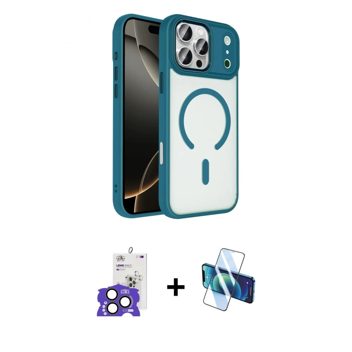 MARSİLYAN™- iPhone 17 Pro Max Kılıf Kıvılcım Prime - Siyah 3D Antistatik Seramik Nano Ekran Koruyucu + Bilvis Titan Kamera Lens - NLGY