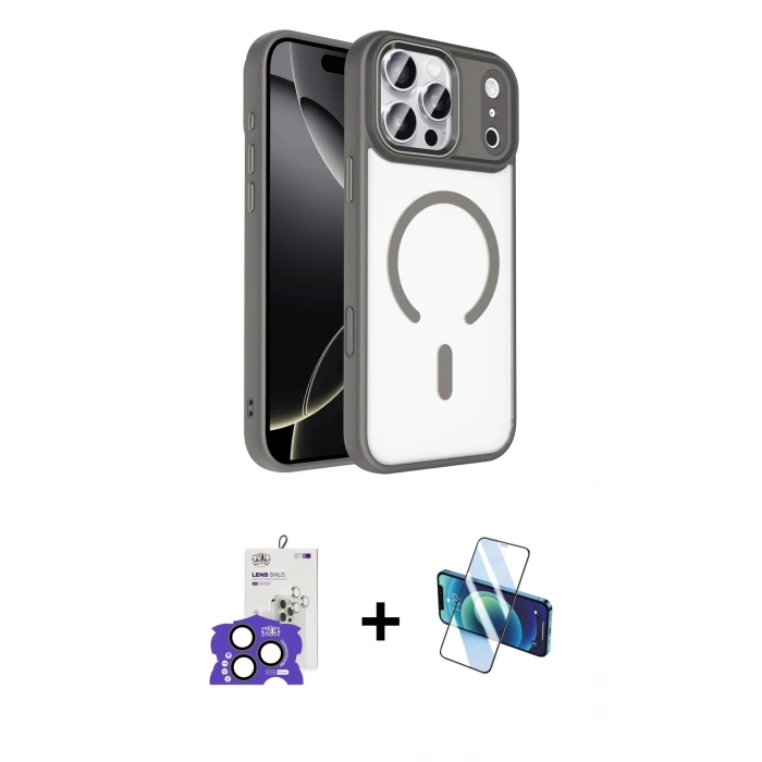 MARSİLYAN™- iPhone 17 Pro Max Kılıf Kıvılcım Prime - Siyah 3D Antistatik Seramik Nano Ekran Koruyucu + Bilvis Titan Kamera Lens - NLGY