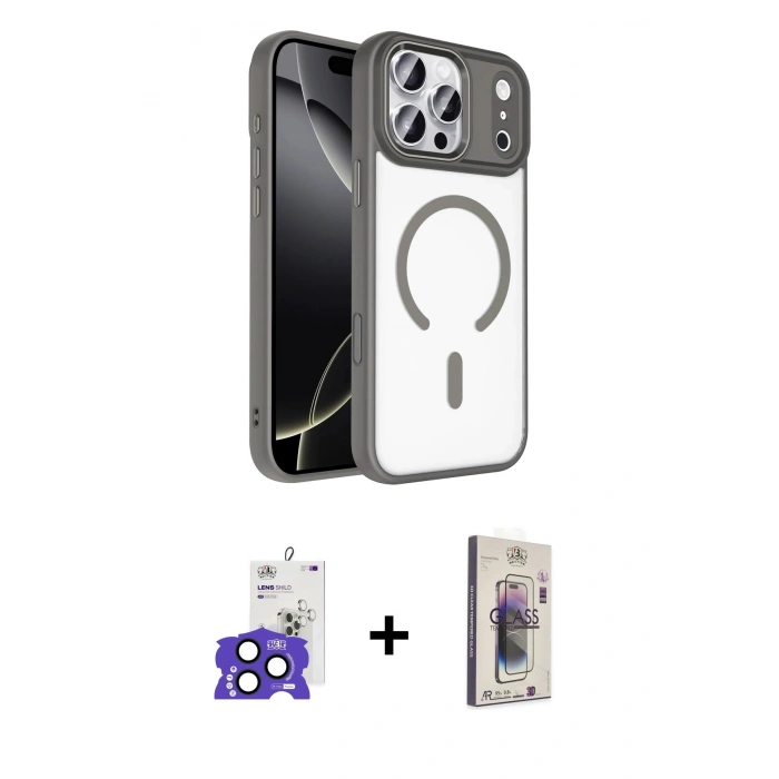 MARSİLYAN™- iPhone 17 Pro Max Kılıf Kıvılcım Prime - Siyah Bilvis 3D Cam Ekran Koruyucu + Bilvis Titan Kamera Lens - LT