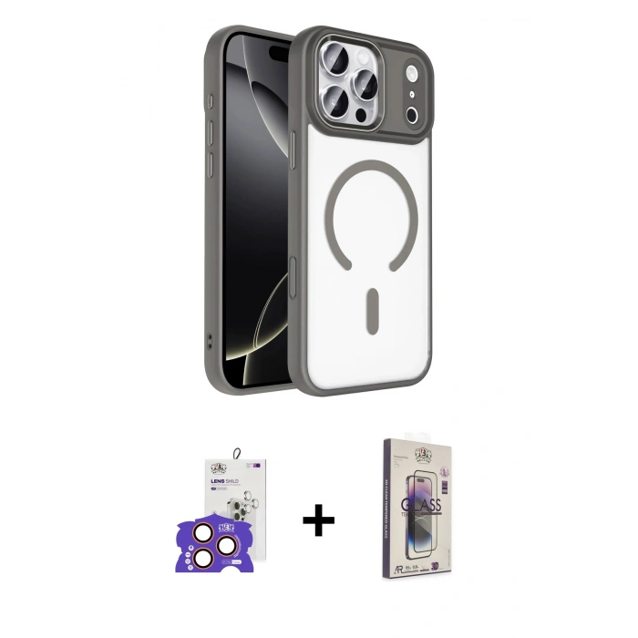MARSİLYAN™- iPhone 17 Pro Max Kılıf Kıvılcım Prime - Siyah Bilvis 3D Cam Ekran Koruyucu + Bilvis Titan Kamera Lens - TU