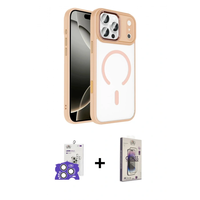 MARSİLYAN™- iPhone 17 Pro Max Kılıf Kıvılcım Prime - Siyah Bilvis 3D Cam Ekran Koruyucu + Gümüş Bilvis Titan Kamera Lens