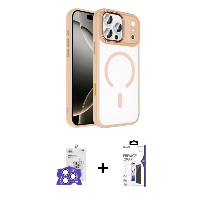 MARSİLYAN™- iPhone 17 Pro Max Kılıf Kıvılcım Prime - Siyah Bilvis 3X AR Hayalet Cam Ekran Koruyucu + Bilvis Titan Kamera Lens - GS
