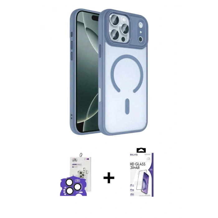 MARSİLYAN™- iPhone 17 Pro Max Kılıf Kıvılcım Prime - Siyah Bilvis 3X AR HD Cam Ekran Koruyucu + Bilvis Titan Kamera Lens - NLGY