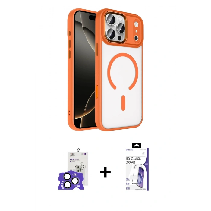 MARSİLYAN™- iPhone 17 Pro Max Kılıf Kıvılcım Prime - Siyah Bilvis 3X AR HD Cam Ekran Koruyucu + Bilvis Titan Kamera Lens - NLGY