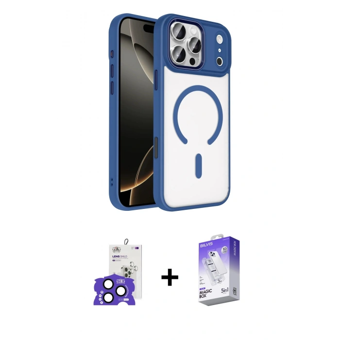 MARSİLYAN™- iPhone 17 Pro Max Kılıf Kıvılcım Prime - Siyah Bilvis 5in1 3D Magic Cam Ekran Koruyucu + Bilvis Titan Kamera Lens - LT