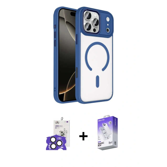 MARSİLYAN™- iPhone 17 Pro Max Kılıf Kıvılcım Prime - Siyah Bilvis 5in1 3D Magic Cam Ekran Koruyucu + Bilvis Titan Kamera Lens - NLGY