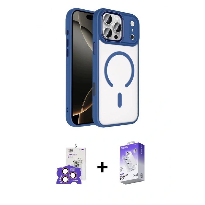 MARSİLYAN™- iPhone 17 Pro Max Kılıf Kıvılcım Prime - Siyah Bilvis 5in1 3D Magic Cam Ekran Koruyucu + Bilvis Titan Kamera Lens - TU