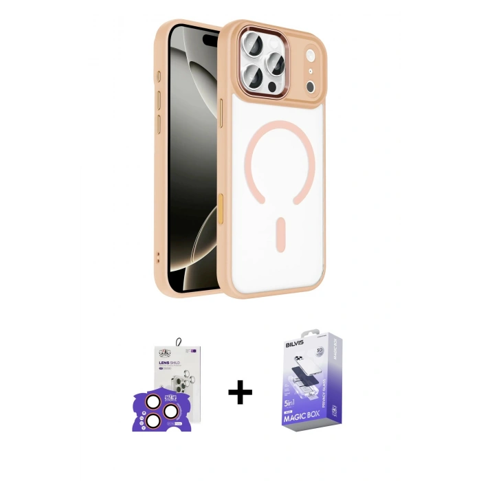 MARSİLYAN™- iPhone 17 Pro Max Kılıf Kıvılcım Prime - Siyah Bilvis 5in1 5D Magic Hayalet Cam Ekran Koruyucu + Bilvis Titan Kamera Lens - TU