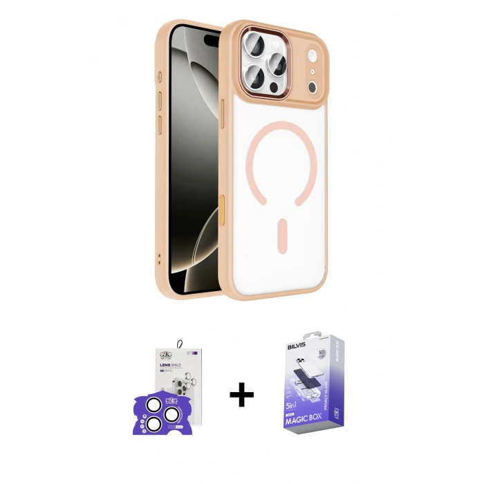 MARSİLYAN™- iPhone 17 Pro Max Kılıf Kıvılcım Prime - Siyah Bilvis 5in1 5D Magic Hayalet Cam Ekran Koruyucu + Gümüş Bilvis Titan Kamera Lens