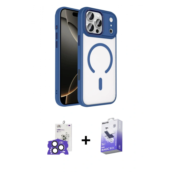 MARSİLYAN™- iPhone 17 Pro Max Kılıf Kıvılcım Prime - Siyah Bilvis 5in1 5D Magic Hayalet Cam Ekran Koruyucu + Bilvis Titan Kamera Lens - NLGY