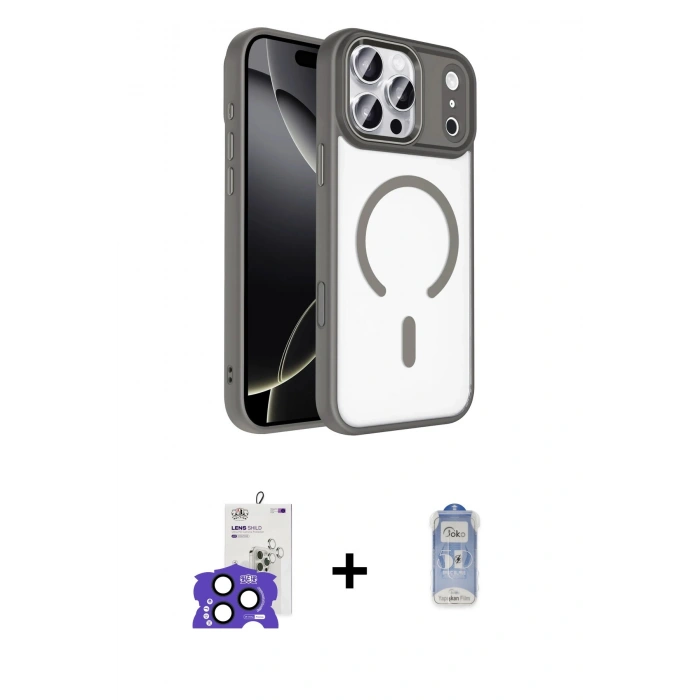 MARSİLYAN™- iPhone 17 Pro Max Kılıf Kıvılcım Prime - Siyah Joko Magic 5D Cam + Bilvis Titan Kamera Lens - LT
