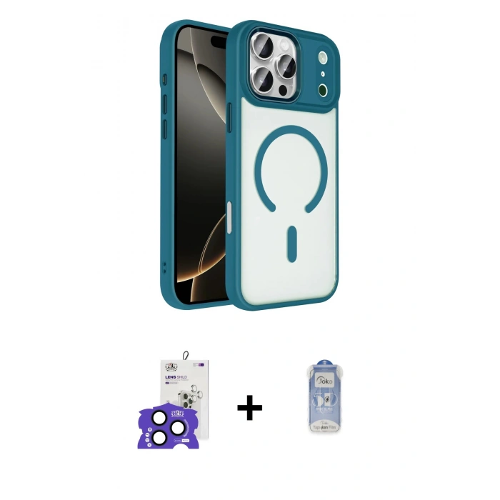 MARSİLYAN™- iPhone 17 Pro Max Kılıf Kıvılcım Prime - Siyah Joko Magic 5D Cam + Bilvis Titan Kamera Lens - LT