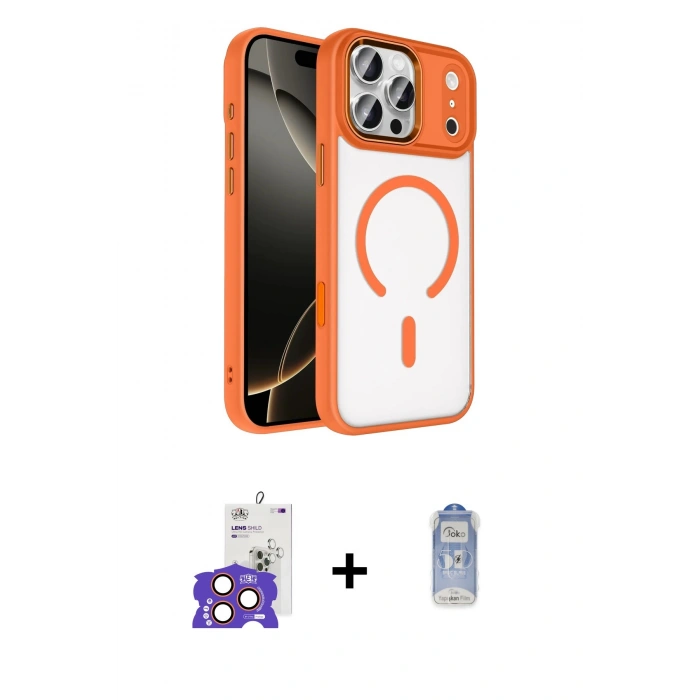MARSİLYAN™- iPhone 17 Pro Max Kılıf Kıvılcım Prime - Siyah Joko Magic 5D Cam + Bilvis Titan Kamera Lens - TU