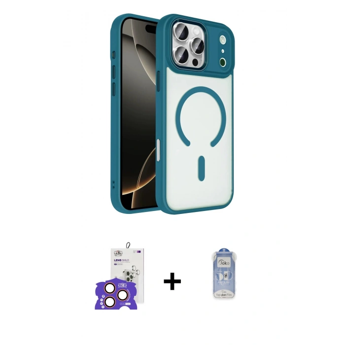 MARSİLYAN™- iPhone 17 Pro Max Kılıf Kıvılcım Prime - Siyah Joko Magic 5D Cam + Bilvis Titan Kamera Lens - TU
