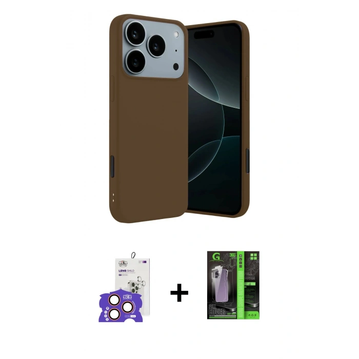 MARSİLYAN™- iPhone 17 Pro Max Kılıf Kozmos Yansıma Özel Seri - Siyah 360 Mat Full Body Arka Koruyucu + Bilvis Titan Kamera Lens - TU