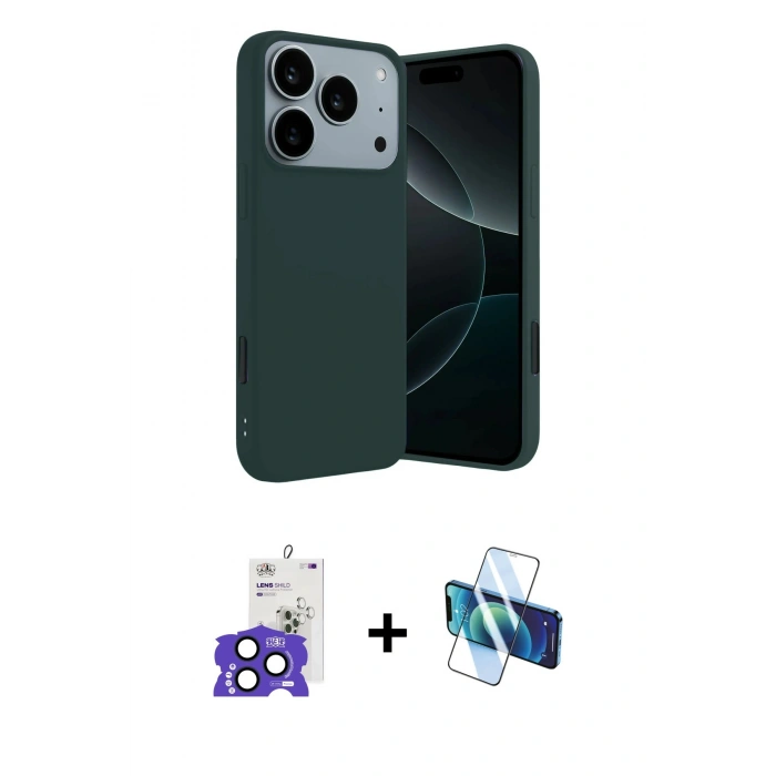 MARSİLYAN™- iPhone 17 Pro Max Kılıf Kozmos Yansıma Özel Seri - Siyah 3D Antistatik Cam Ekran Koruyucu + Bilvis Titan Kamera Lens - LT
