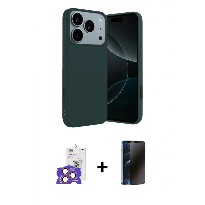 MARSİLYAN™- iPhone 17 Pro Max Kılıf Kozmos Yansıma Özel Seri - Siyah 3D Antistatik Hayalet Cam Ekran Koruyucu + Bilvis Titan Kamera Lens - TU