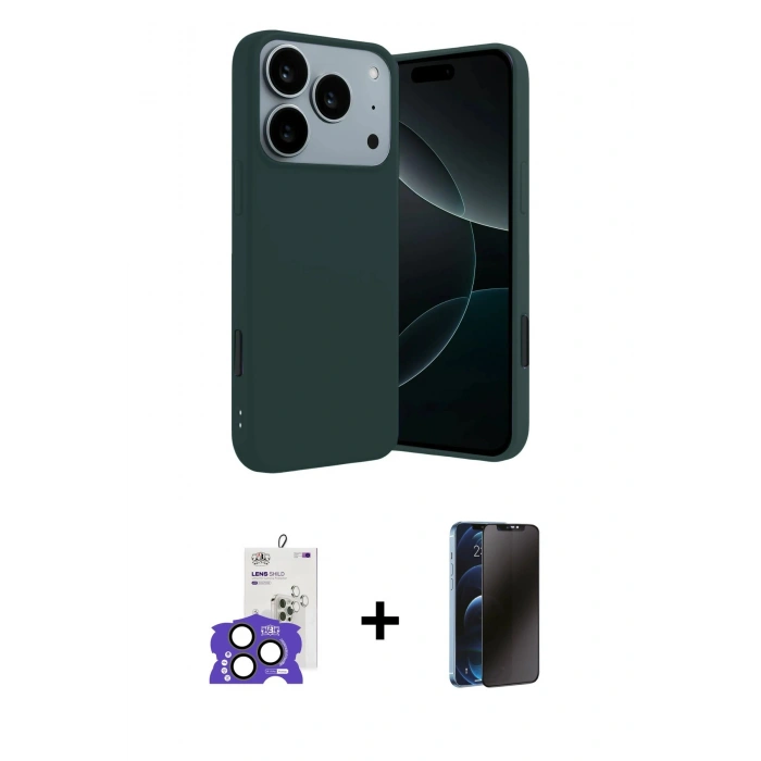 MARSİLYAN™- iPhone 17 Pro Max Kılıf Kozmos Yansıma Özel Seri - Siyah 3D Antistatik Hayalet Cam Ekran Koruyucu + Bilvis Titan Kamera Lens - NLGY