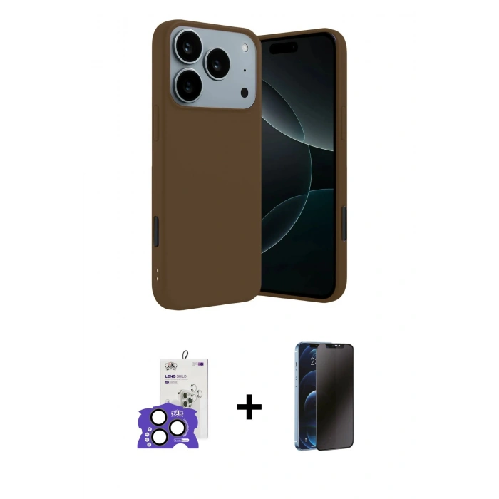 MARSİLYAN™- iPhone 17 Pro Max Kılıf Kozmos Yansıma Özel Seri - Siyah 3D Antistatik Hayalet Cam Ekran Koruyucu + Bilvis Titan Kamera Lens - NLGY