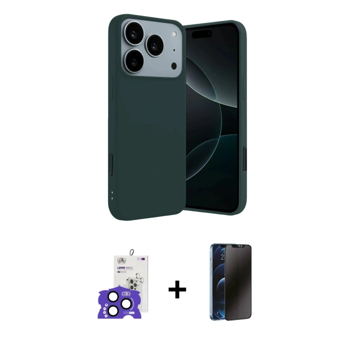 MARSİLYAN™- iPhone 17 Pro Max Kılıf Kozmos Yansıma Özel Seri - Siyah 3D Antistatik Hayalet Cam Ekran Koruyucu + Bilvis Titan Kamera Lens - LT