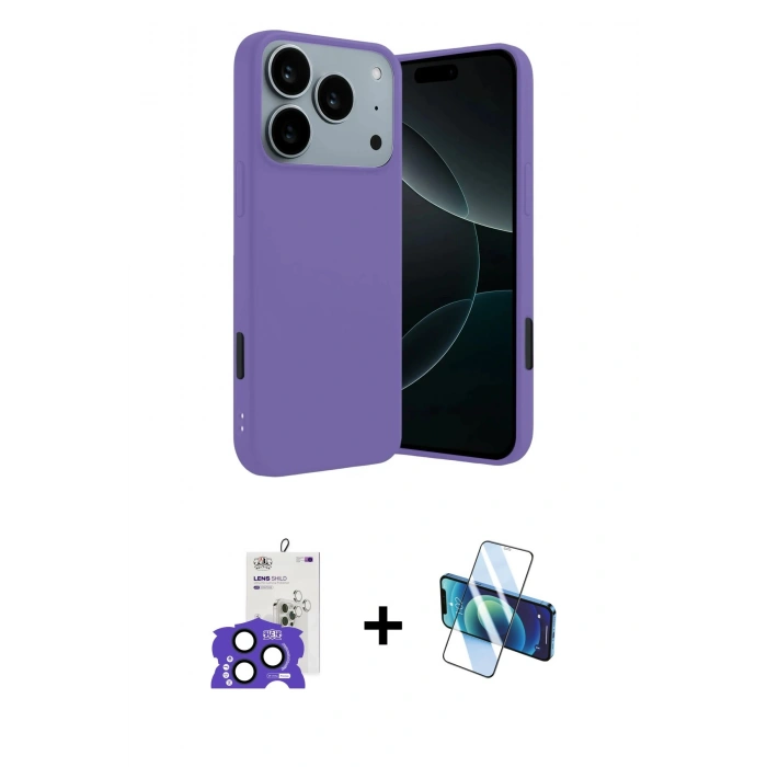 MARSİLYAN™- iPhone 17 Pro Max Kılıf Kozmos Yansıma Özel Seri - Siyah 3D Antistatik Seramik Nano Ekran Koruyucu + Bilvis Titan Kamera Lens - LT